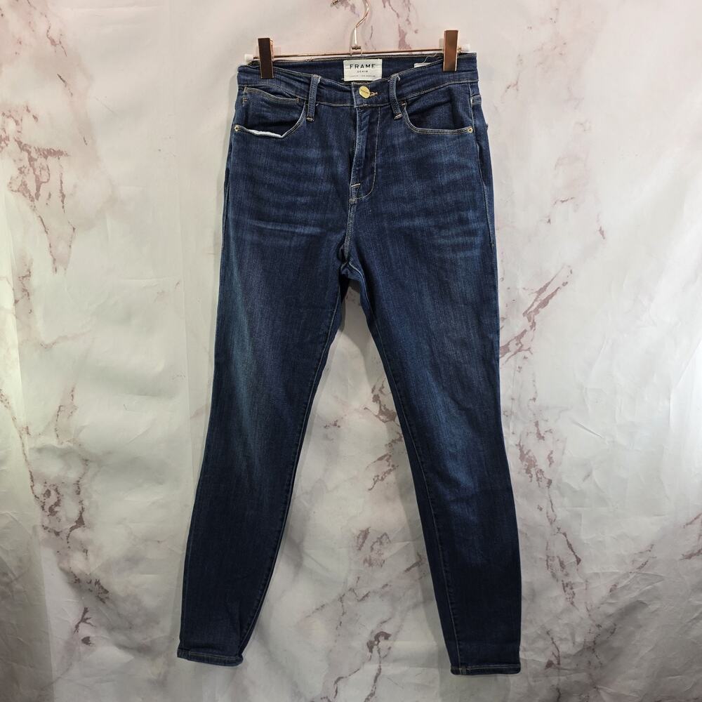 Frame Le High Skinny Womens 26 Jeans Dark Wash Denim Stretch Chez Wash